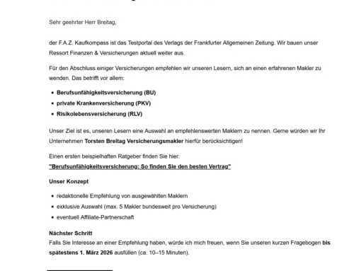 F.A.Z. Kaufkompass sucht Versicherungsmakler