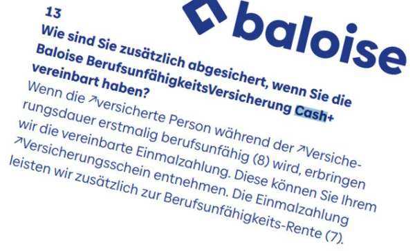 Cash & Raus Zentrallager Und Disposition Cash+ Baloise Berufsunfähigkeitsversicherung mit Kapitalabfindung